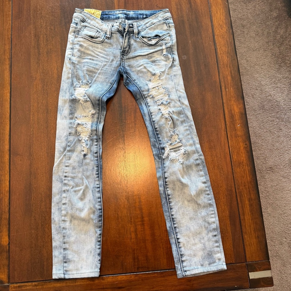 Machine Distressed Light Blue Jeans women’s Jr‎ size